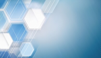 futuristic blue and white hexagon geometric pattern with transparent layered shapes for modern technology background or digital presentation