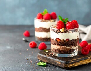 Chocolate raspberry dessert parfaits
