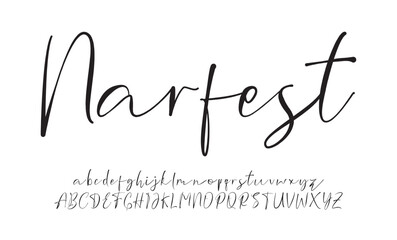 Narfest Signature Elegant Branding Typeface. Handwritten Script Editable Text Effect Template . vector illustration 
