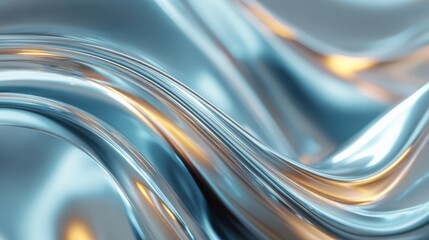 Futuristic liquid chrome waves, shiny metal abstract background, smooth reflective metallic surface, modern 3D fluid metal art