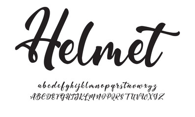 Helmet Signature Font Uppercase Lowercase And Number. Script Font Calligraphy Logotype  elegant Font Type Font lettering handwritten. vector illustration  
