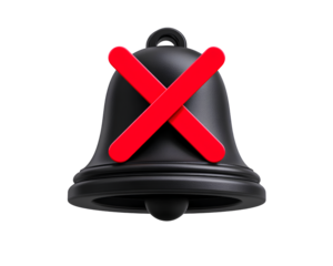 a black bell with a red x, vector illustration