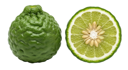 Isolated Bergamot Orange Cut Open
