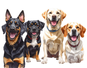 Watercolor Dog Emotions Illustration Collection, Happy, Sad, Angry, Excited, Artistic Clipart