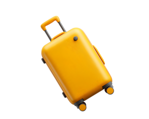 yellow suitcase on wheels icon, png transparent background