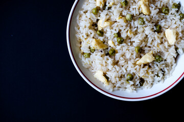 London UK, September 01 2025, Bowl of Chinese Style Egg Fried Rice With No People