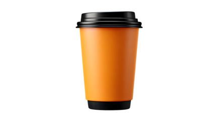 Orange Coffee Cup 3d rendered, isolated on transparent background