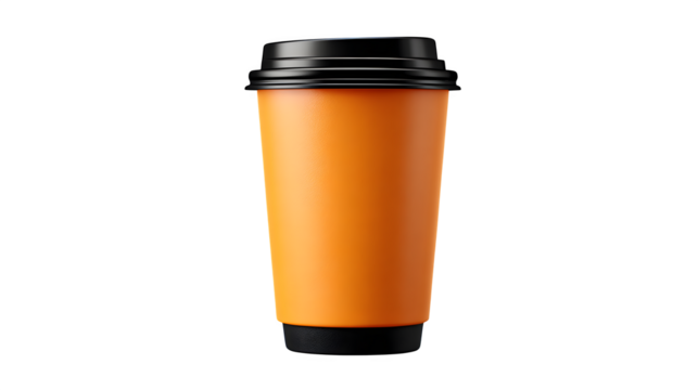 Orange Coffee Cup 3d rendered, isolated on transparent background