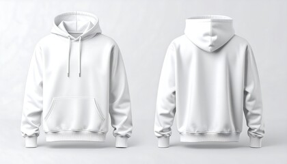 Blank White Hoodie Mockup Front and Back View for Apparel Design