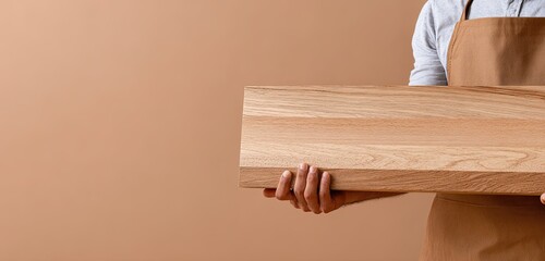 Carpenter Holding Wooden Plank