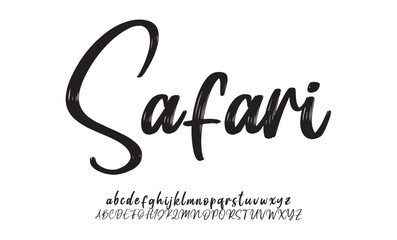 Safari Signature Font Uppercase Lowercase And Number. Script Font Calligraphy Logotype  elegant Font Type Font lettering handwritten. vector illustration  
