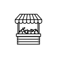 Naklejka premium Fruit stand with striped canopy on transparent background