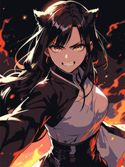 angry woman anime vector