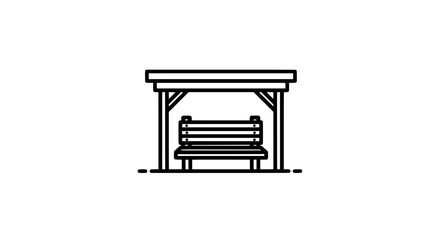 Fototapeta premium Park bench under shelter with transparent background