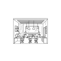 Interior office workspace with transparent background