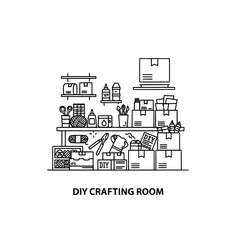 Obraz premium DIY crafting room with transparent background