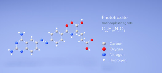 phototrexate molecule, molecular structure, antineoplastic agents 3d model, Structural Chemical Formula and Atoms with Color Coding