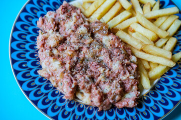 Classic Tasty Cooked Corned Beef Hash Meal Wirth Chips