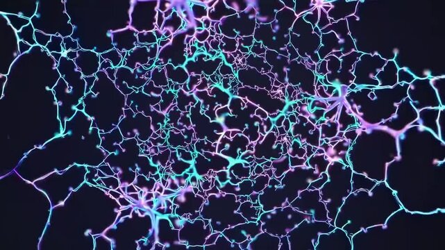 Computer-generated ry of irregular branching fractal system resembling biological neural or vascular networks