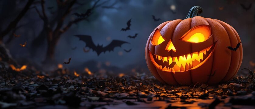 Halloween, citrouille qui fait peur rendu 3D