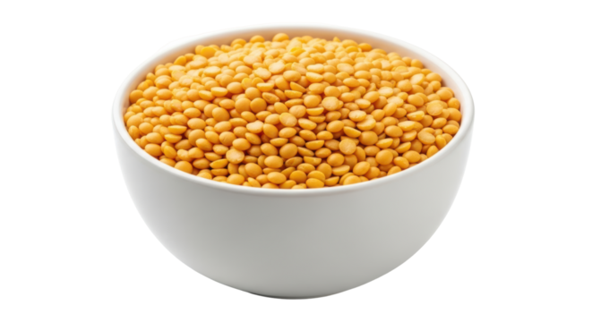 Isolated Bowl of Yellow Lentils