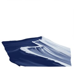 Abstract Dark Blue Mountain Range with White Snowcapped Peaks in Isolation