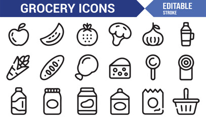 Versatile grocery store icons for shopping and food related designs