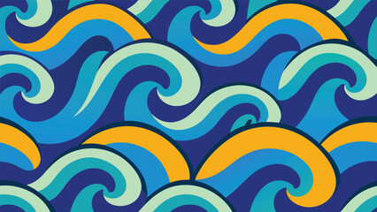 Seamless Abstract Wave Icon Pattern Illustration.