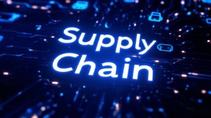 Futuristic Digital Supply Chain Network Circuit Board - Powered by Adobe