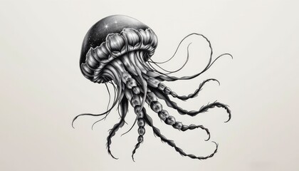 Detailed pencil drawing of a jellyfish