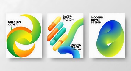 Modern cover design template with abstract fluid shapes isolated on white background