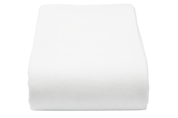 Clean white terry cloth bath towel neatly folded for the spa isolated on a transparent background