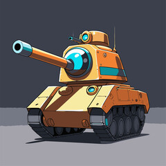 cute tank character vector in game