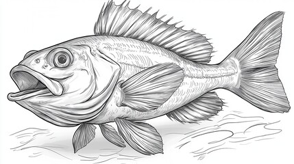 Detailed sketch of a fish