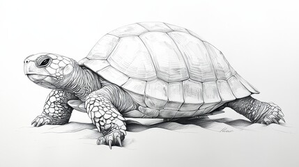 Detailed sketch of a tortoise