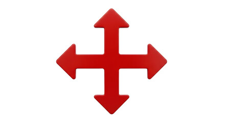Obraz premium Isolated Red Arrows Pointing in Four Directions