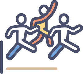 Run editable icon, exercising, jogging, success, competition, speed, athlete, man, sport, horizontal, marathon, 