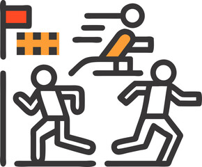 Run editable icon, exercising, jogging, success, competition, speed, athlete, man, sport, horizontal, marathon, 
