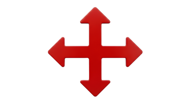 Isolated Red Arrows Pointing in Four Directions