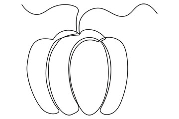 Continuous one line drawing of pumpkin vegetable outline minimalist style vector illustration isolated on white background
