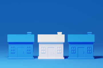 3D Cartoon Houses Concept of real estate, property, and homeownership
