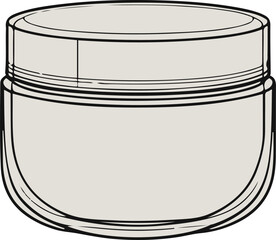 Minimal line art face cream jar with lid, simple abstract cosmetic icon set element 3