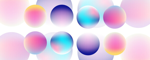 Set color circle gradient noise gradation. Abstract colorful watercolor blur mesh shape on white background. Gradient aura, grain neon blob with noise effect vector illustration. Eps10