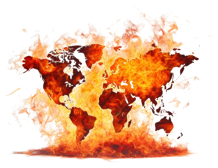 PNG World fire splattered burning.