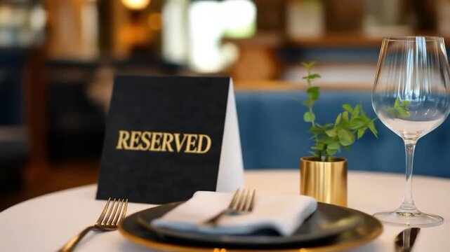 Reserved table setting in a restaurant reservation
