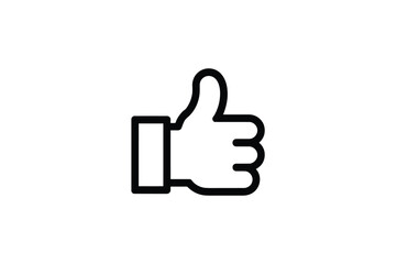 Modern minimalist outline icon of a hand giving a thumbs up gesture, symbolizing approval, positive feedback, agreement, and success in a clean digital graphic style