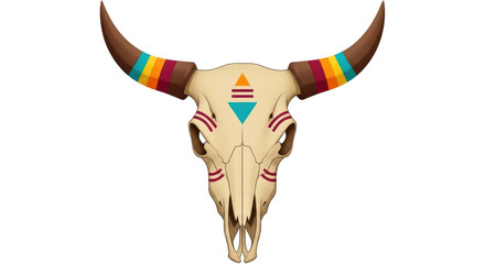 Isolated Colorful Bull Skull