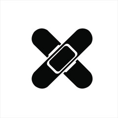 Black bandage plaster isolated on white background for first aid treatment