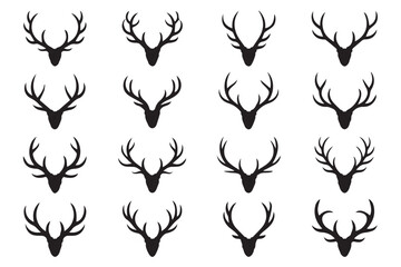 vintage style elk antlers silhouette collection vector art nature wildlife decorative design bundle for creative projects