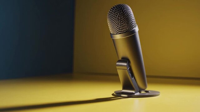 wireless microphone isolated on solid bright yellow background